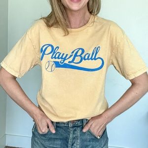 Playball Mineral Washed Graphic Top, 100% Cotton, Soft Yellow